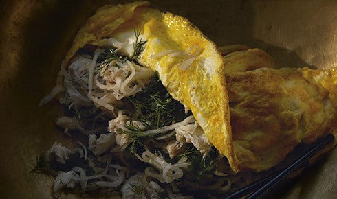 KYLIE KWONG'S CRAB OMELETTE WITH PICKLED WHITE RADISH AND FRESH HERBS