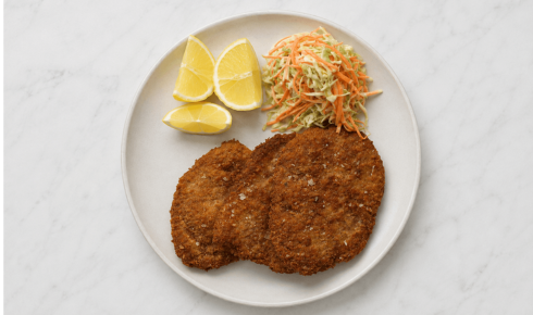 Venison Schnitzel with Crunchy Cabbage Slaw