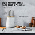 Stone Knife Block Set Sepia Terrazzo 5 Piece