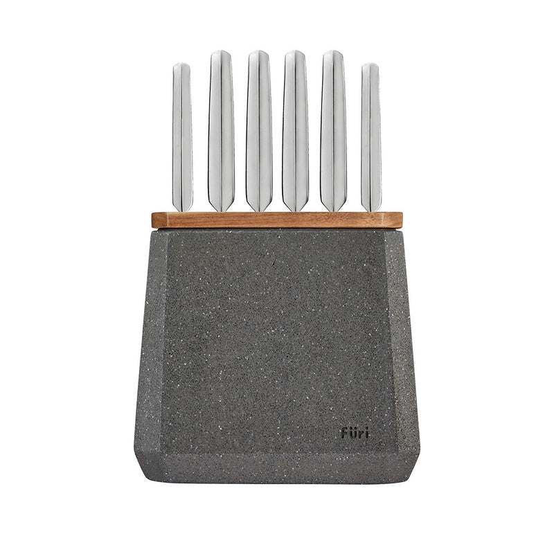 Stone Knife Block Set Flint Terrazzo 7 Piece