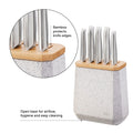 Stone Knife Block Set Black and White Terazzo 6 piece