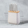 Stone Knife Block Set Black and White Terazzo 6 piece