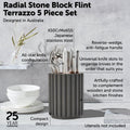 Radial Stone Block Set Flint Terrazzo 5 Piece