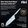 Small Grip East West Santoku Knife 15cm