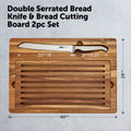 Double Serrated Bread Knife & Bread Cutting Board Set 2 Piece