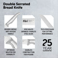 Double Serrated Bread Knife & Bread Cutting Board Set 2 Piece