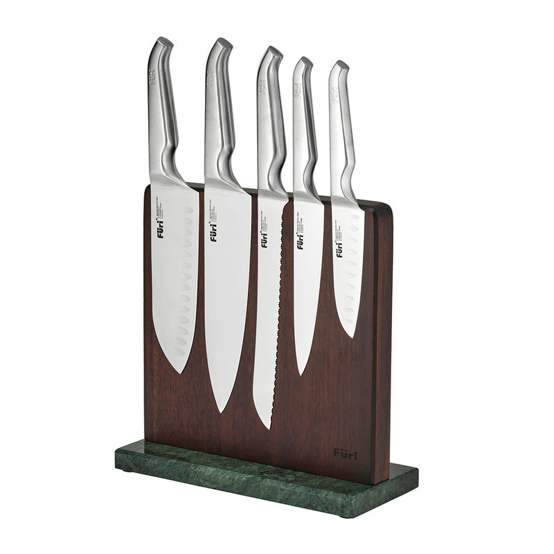 Magnetic Marble Knife Block Set 6 Piece Green