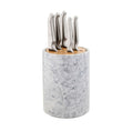 Round Marble Knife Block Set 6 Piece White