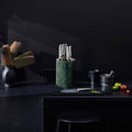 Round Marble Knife Block Set 6 Piece Green