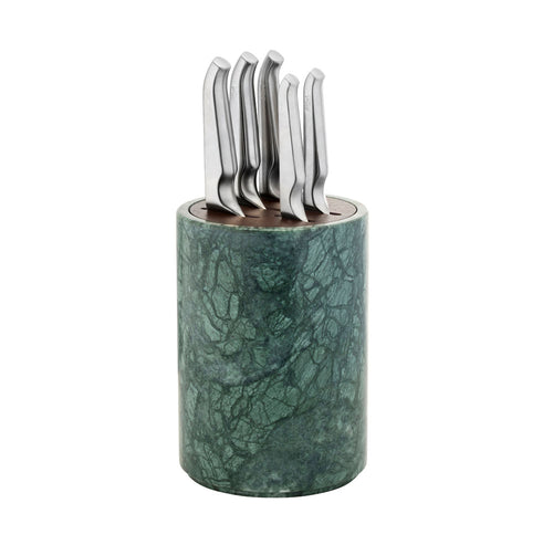 Round Marble Knife Block Set 6 Piece Green