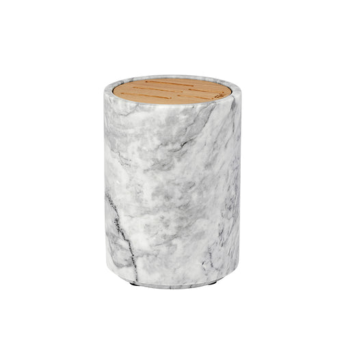 Round Marble Five Slot Knife Block White-Grey