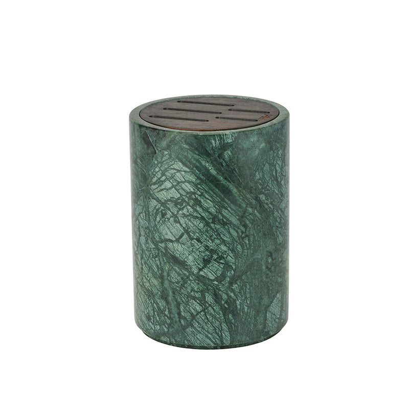 Round Marble Five Slot Knife Block Green