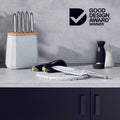 Stone Knife Block Set Black and White Terazzo 6 piece