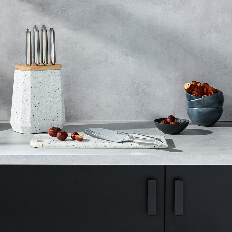 Furi Stone Knife Block Set Azure Terrazzo 5 Piece